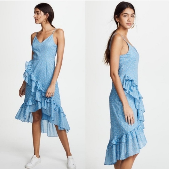 LOVESHACKFANCY... Maya Dress Dress A wrap-around ruffle and uneven hem....NWOT - Picture 2 of 8